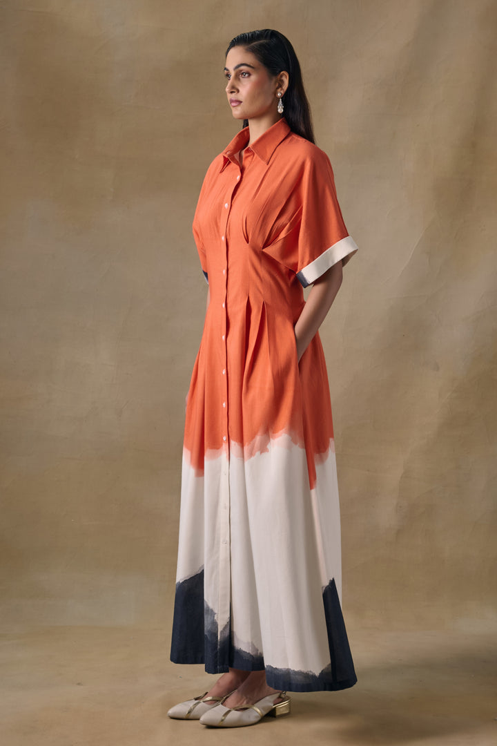 Orange Washed Kimono Dress