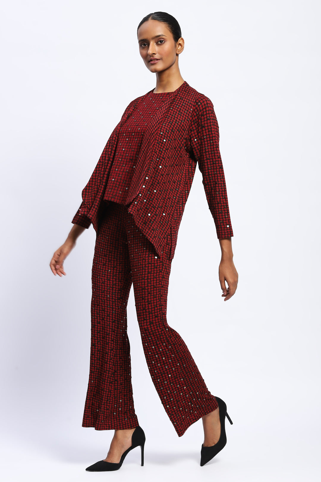 Embellished Dot Print Shrug