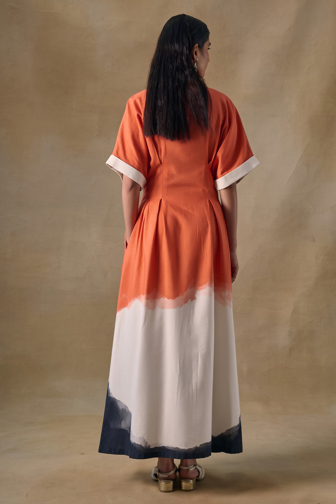 Orange Washed Kimono Dress