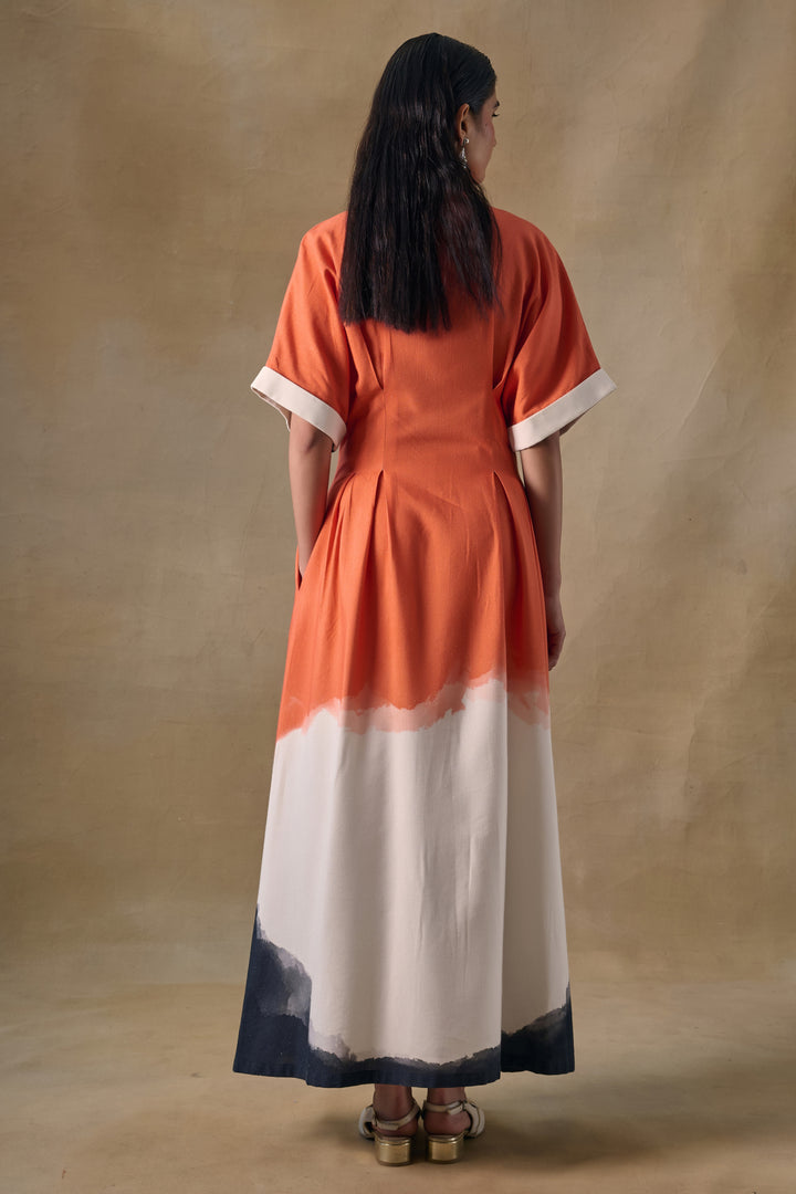 Orange Washed Kimono Dress