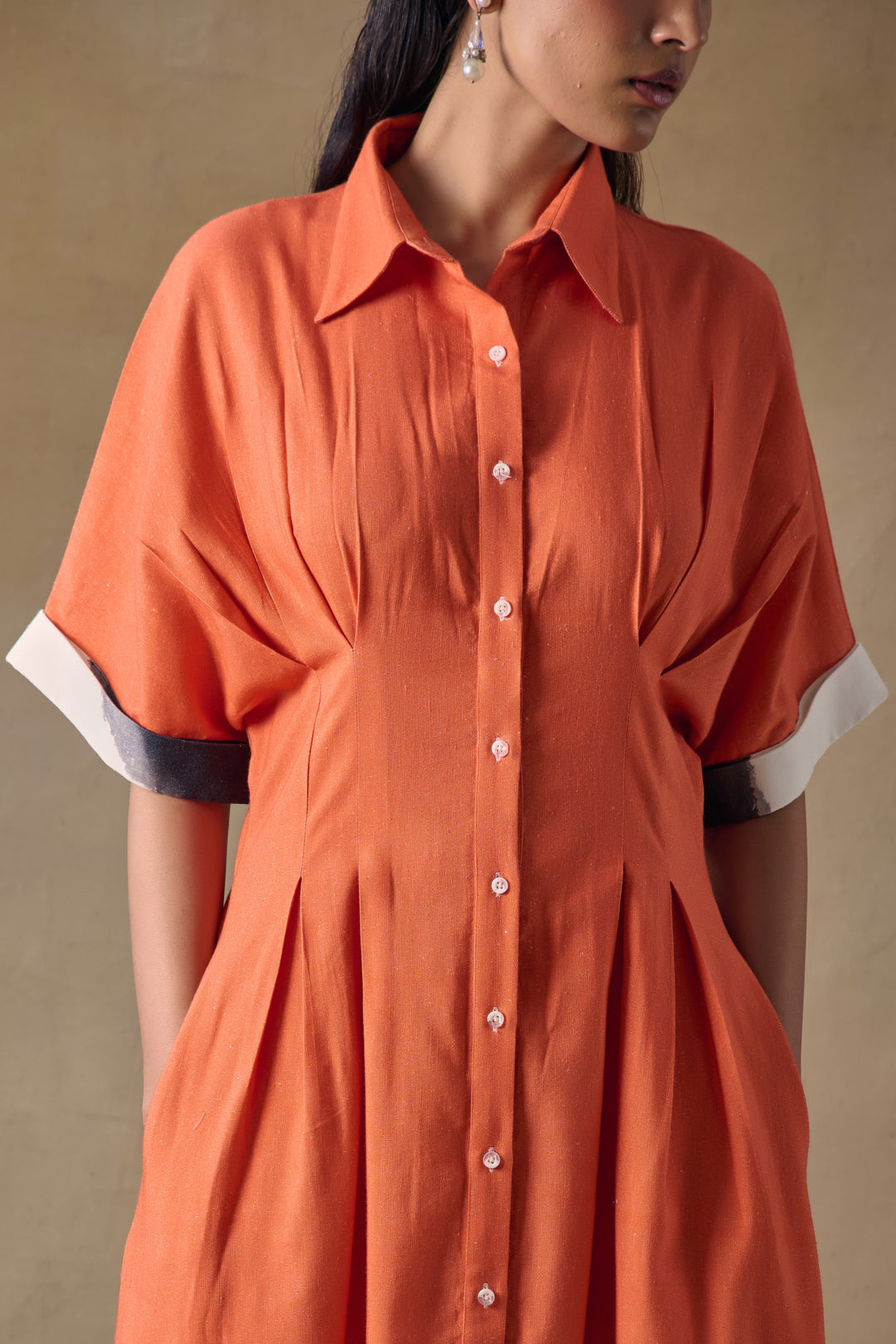 Orange Washed Kimono Dress
