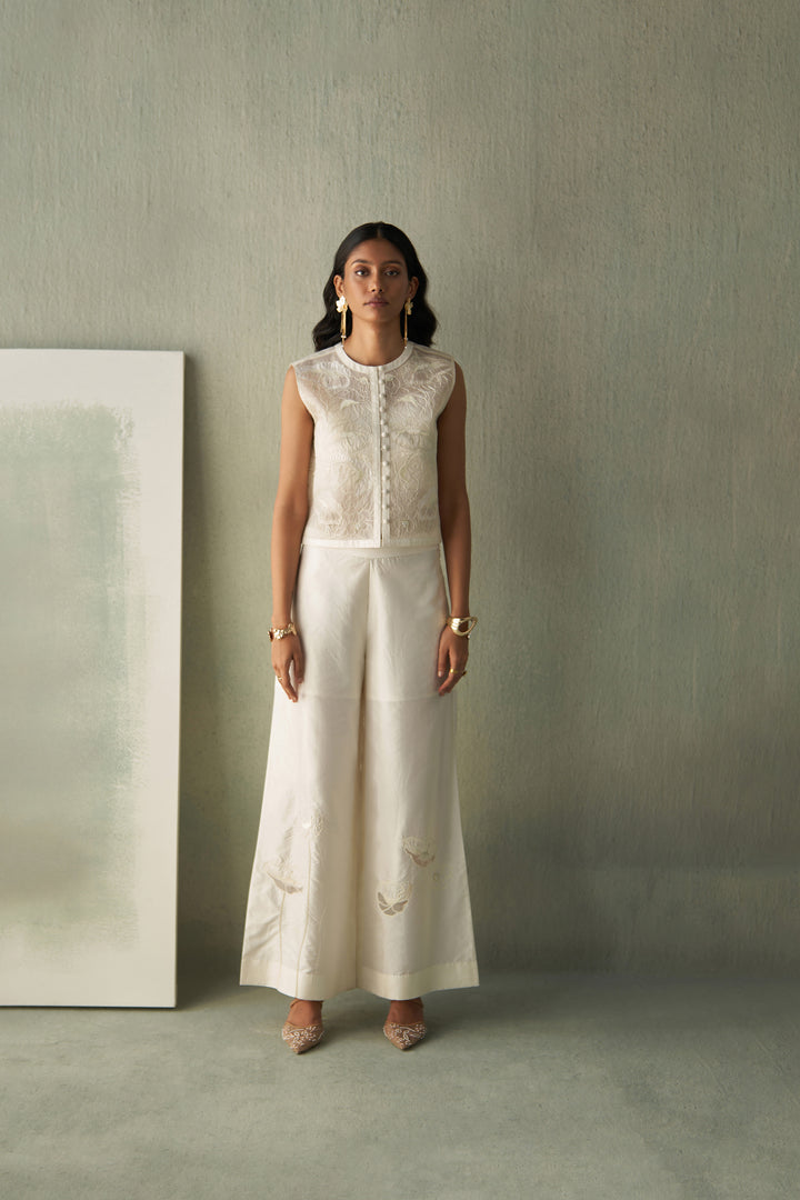 Foliage Cropped Jacket And Trousers Set