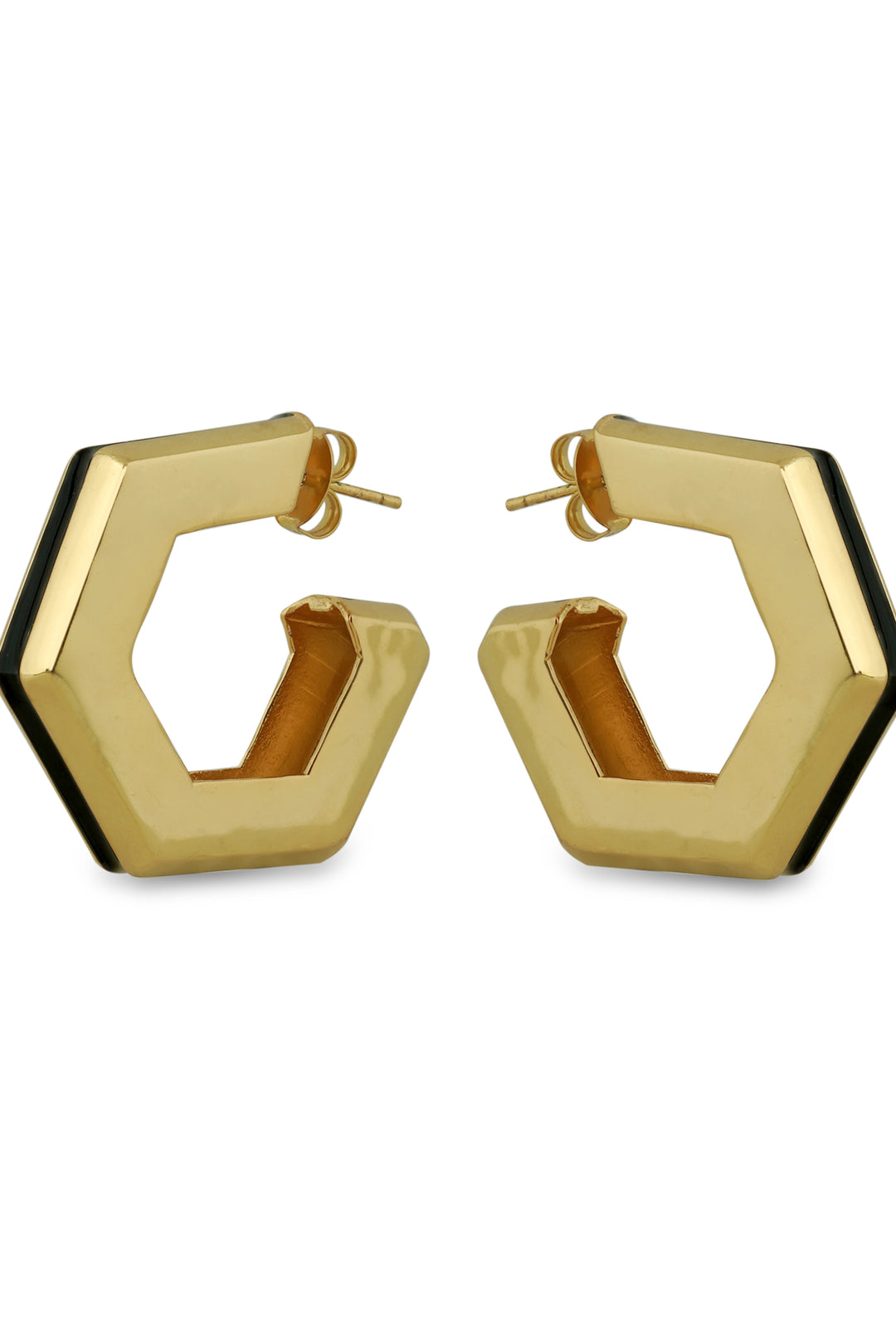 Helixa Black Enamel Gold Hoops