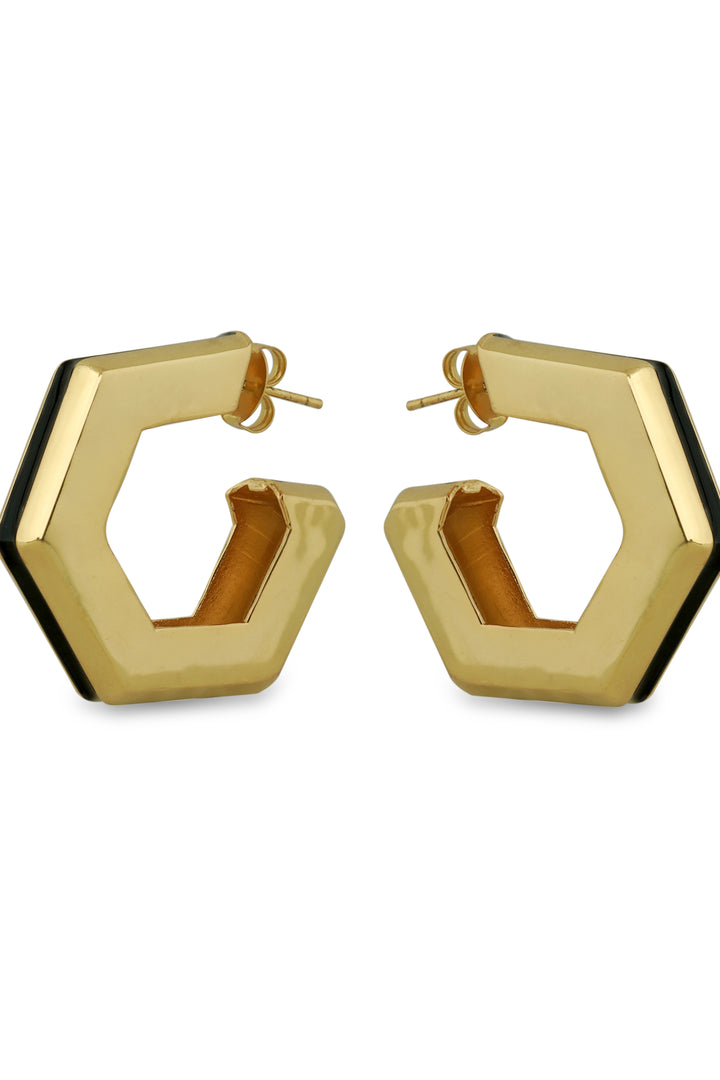 Helixa Black Enamel Gold Hoops