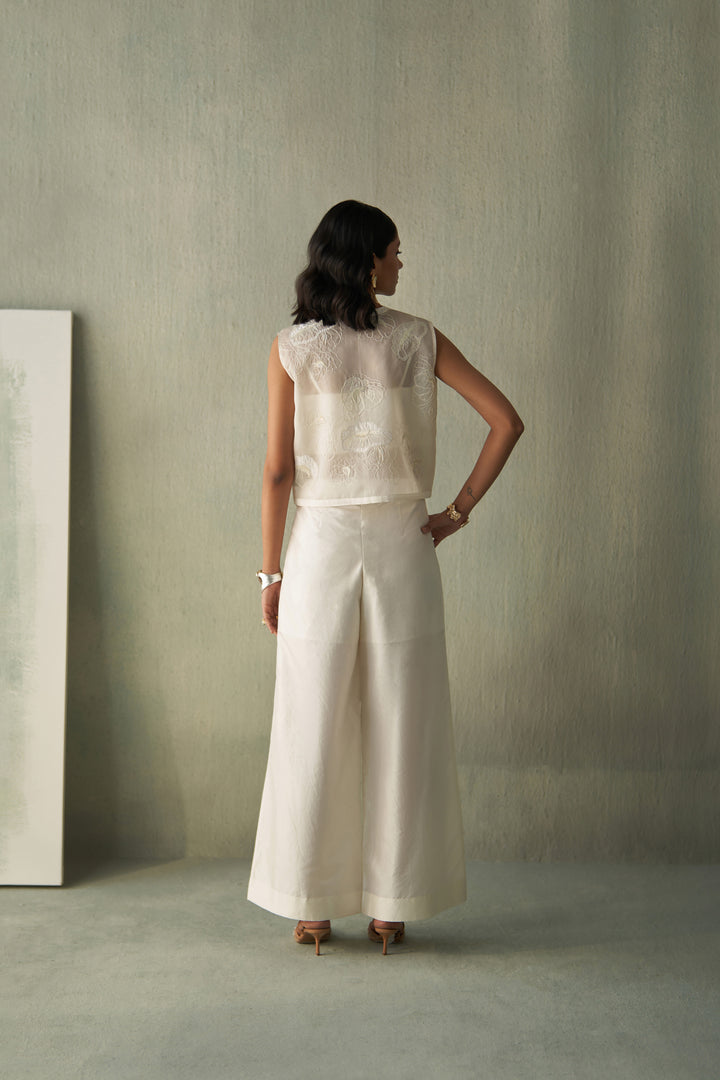 Foliage Cropped Jacket And Trousers Set