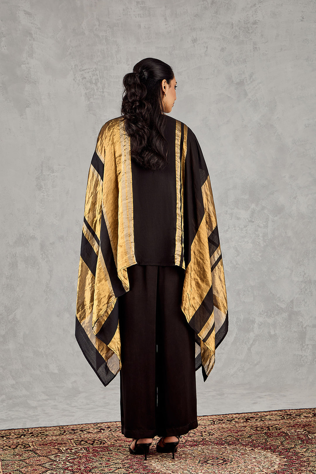 Black Asymmetrical Cape Set