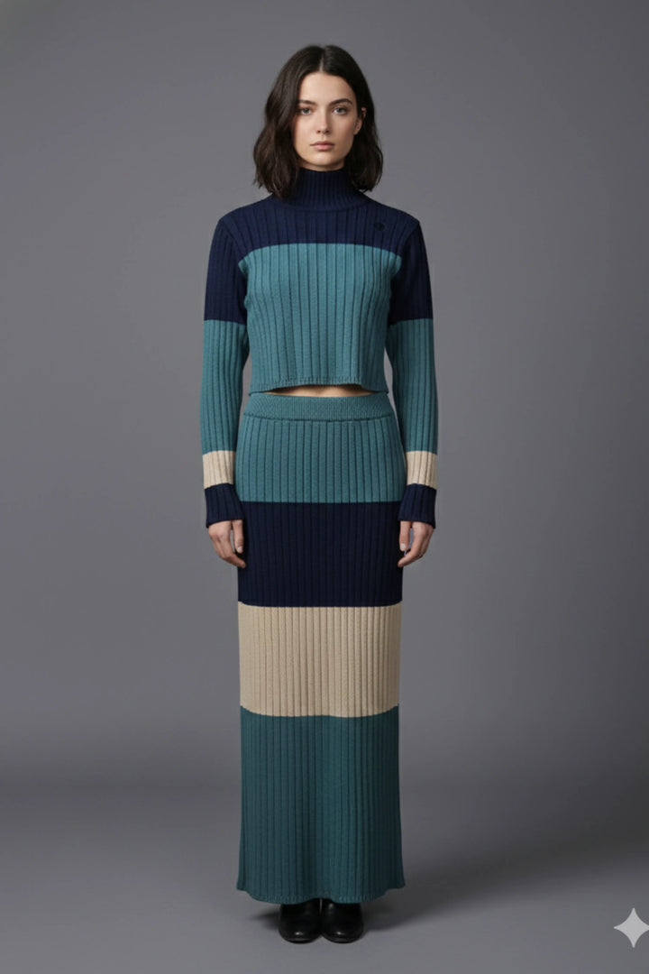 Blues Knit Skirt Set