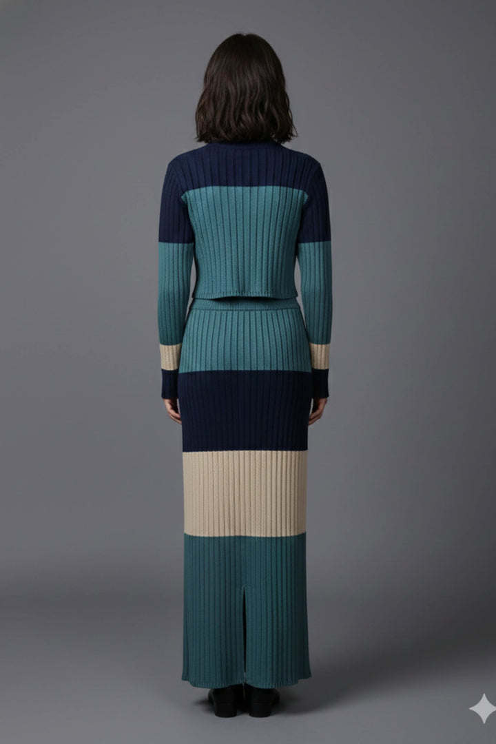 Blues Knit Skirt Set