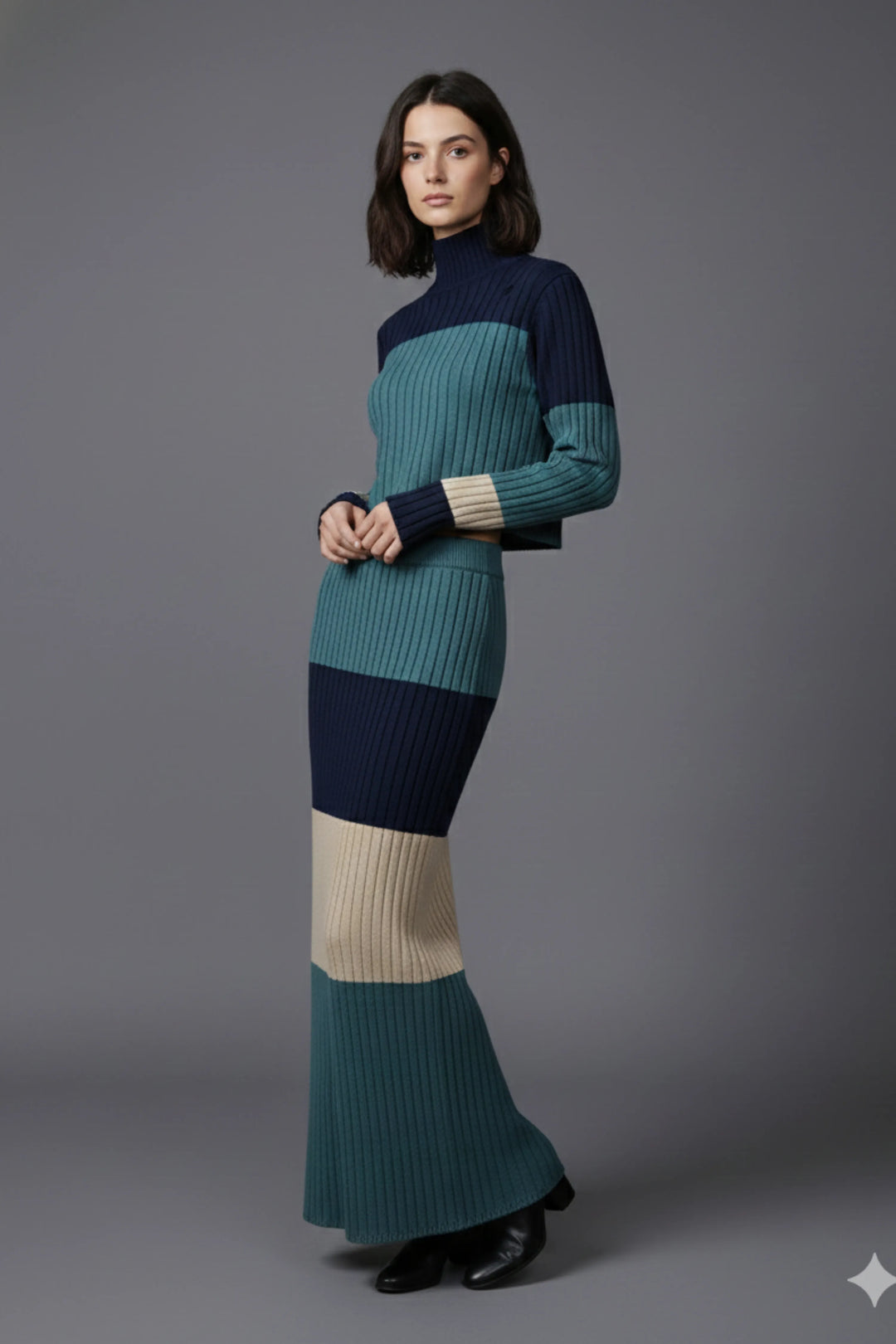 Blues Knit Skirt Set