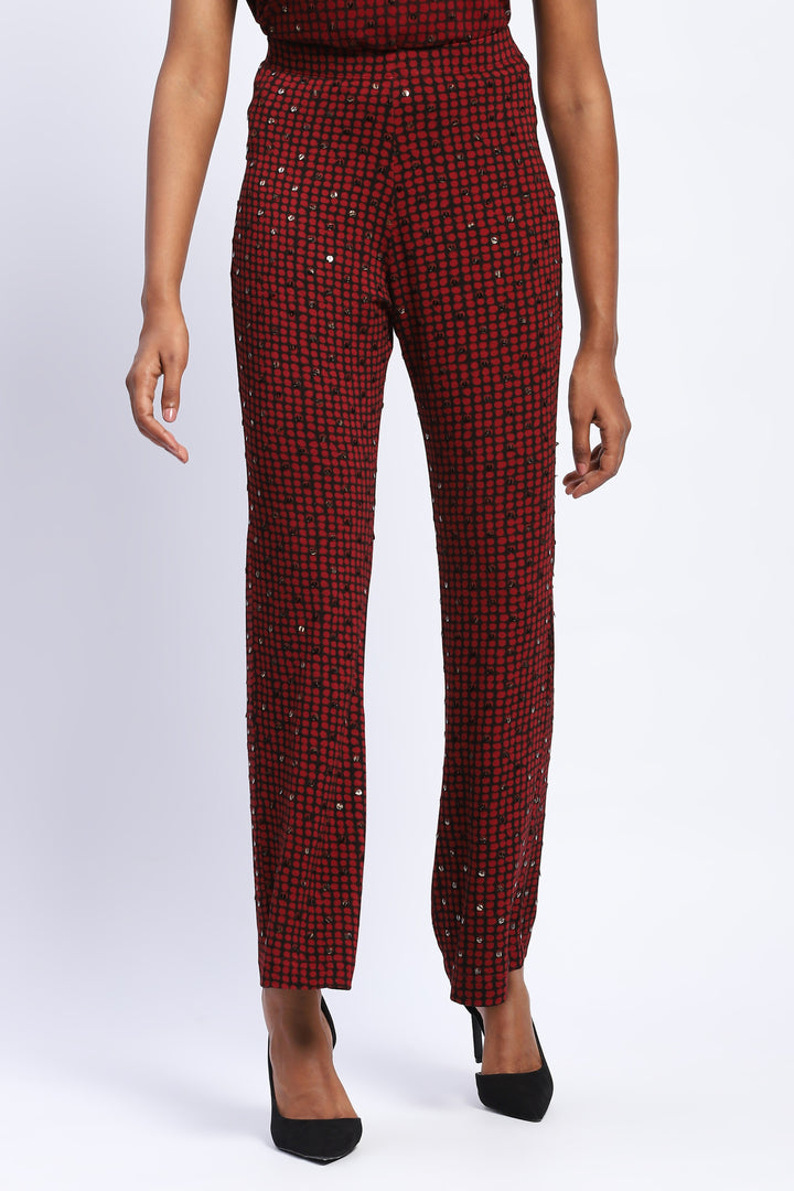 Embellished Dot Print Trouser