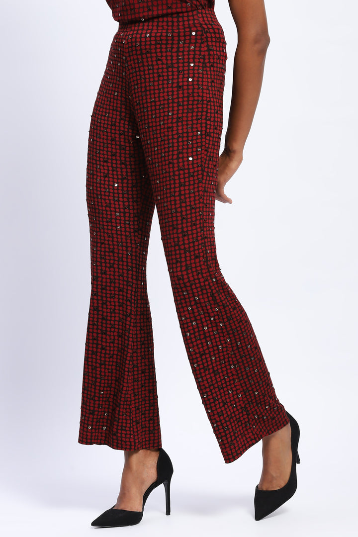 Embellished Dot Print Trouser