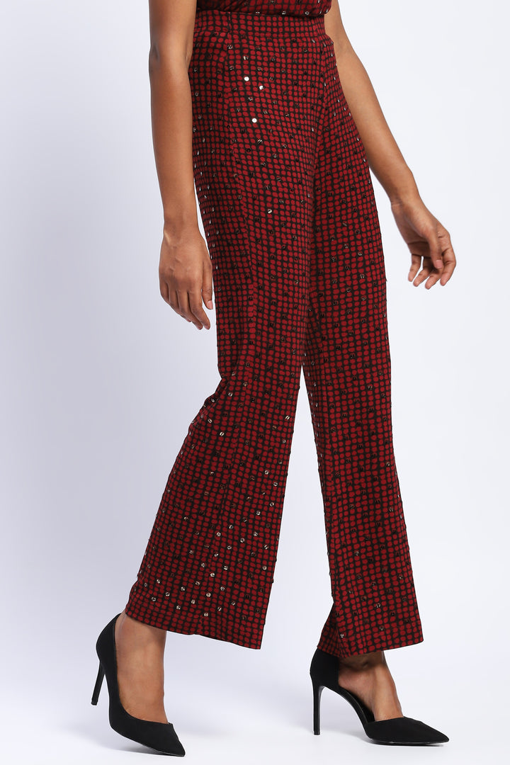 Embellished Dot Print Trouser