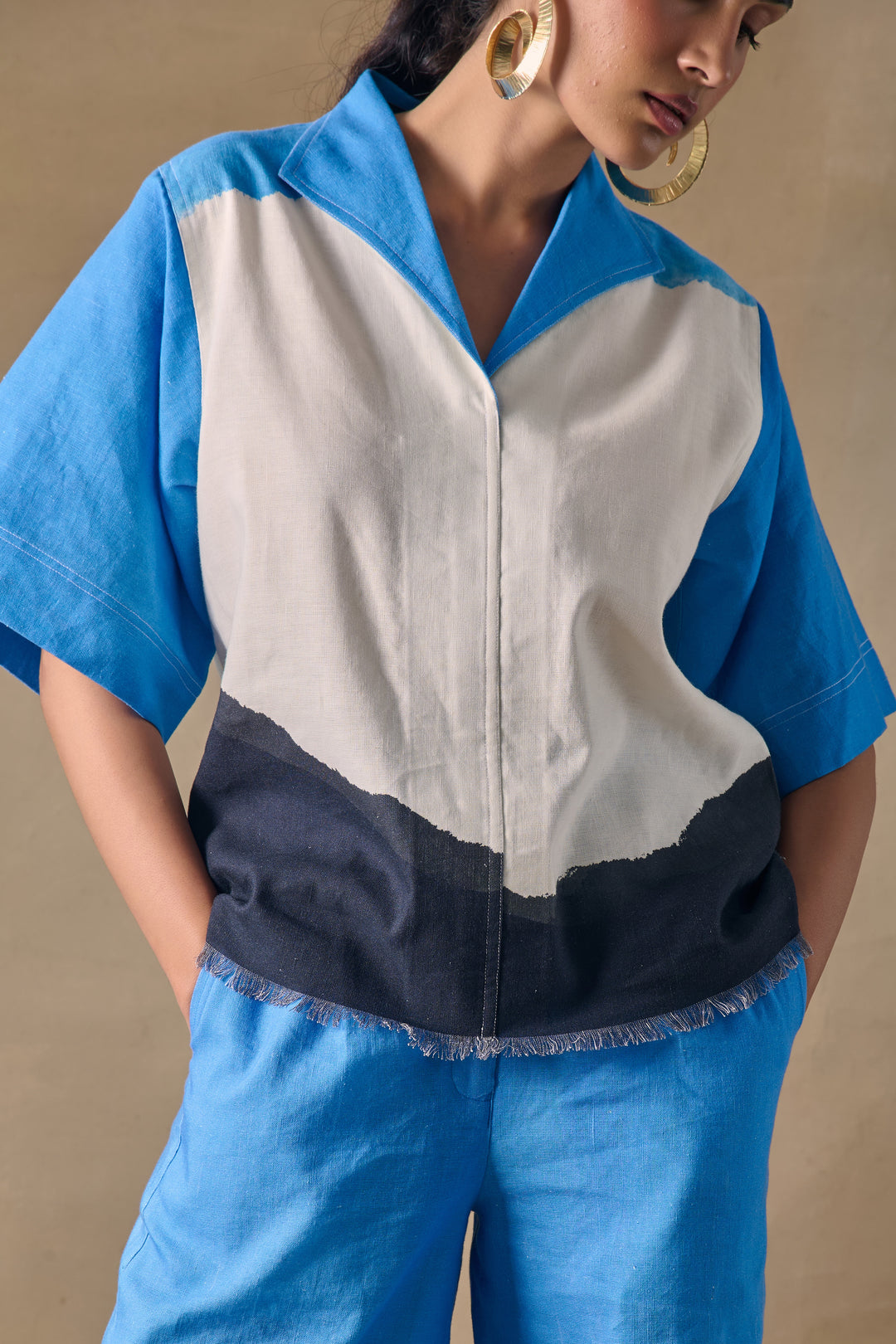 Blue Washed Kaftan Top