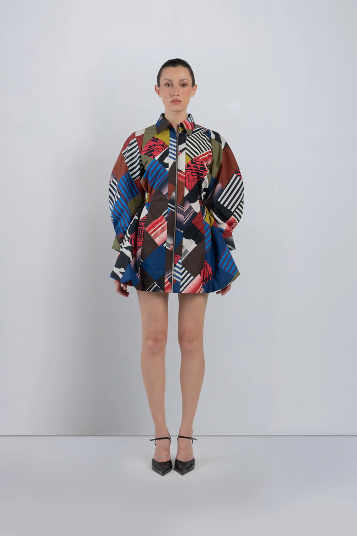 Mosaic Bubble Hem Dress