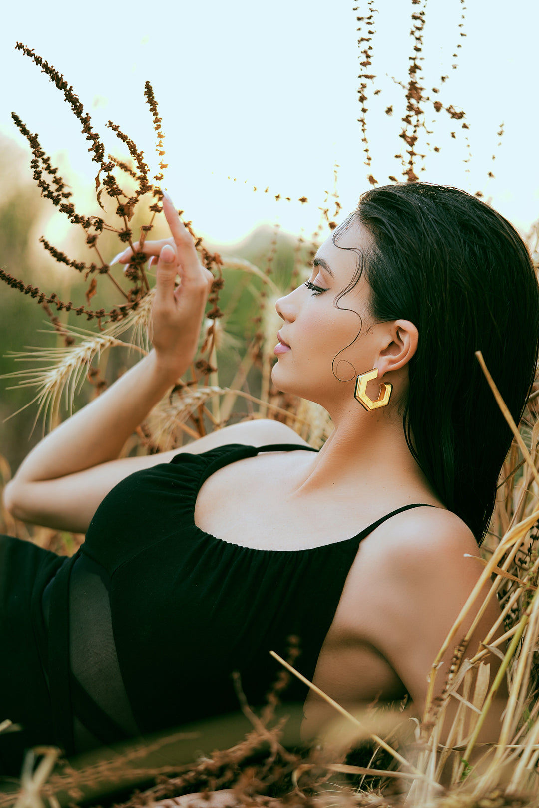 Helixa Black Enamel Gold Hoops