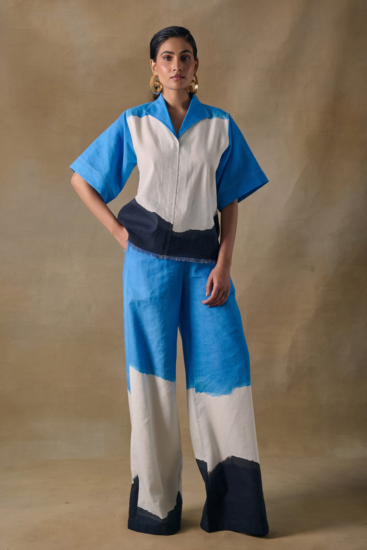 Blue Washed Straight Trousers