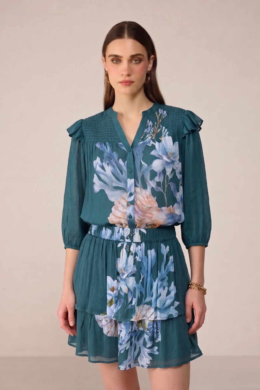 Camille Blouse Co-ord set Green