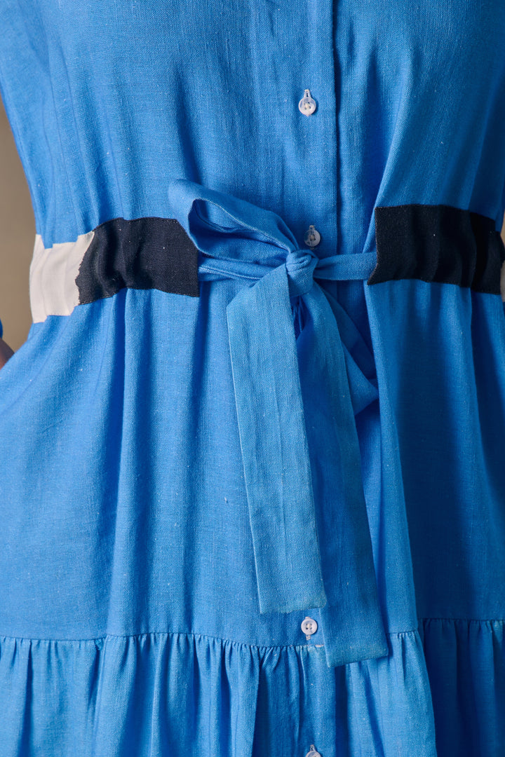Blue Washed Tiered Dress