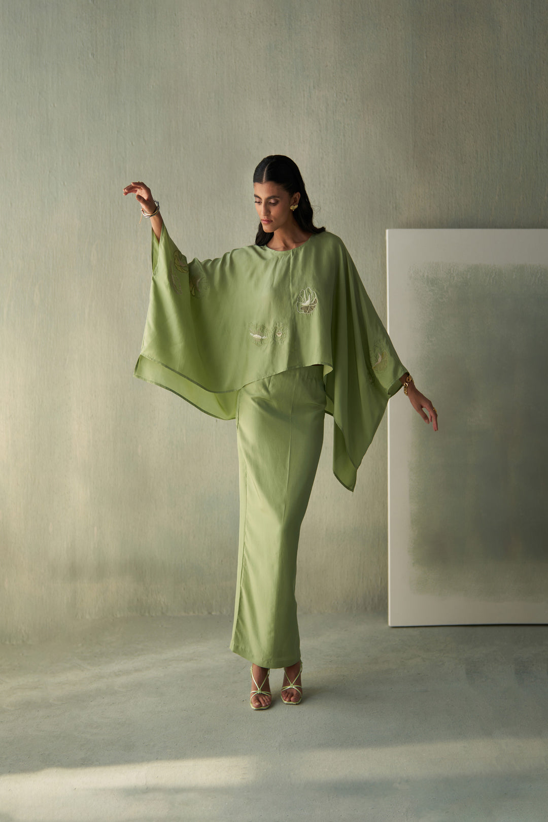 Foliage Green Top & Skirt Set