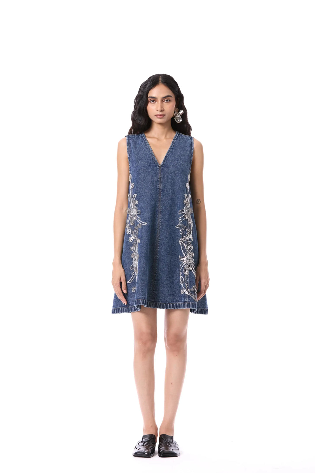 'Larkspur' Embellished Denim Dress