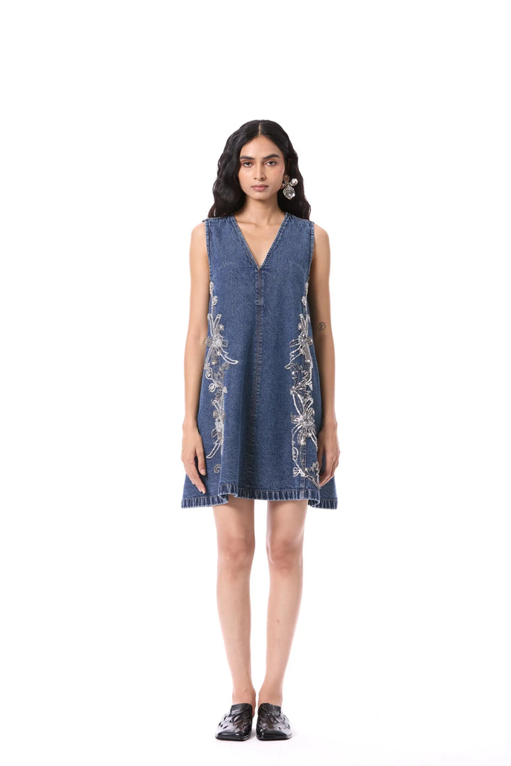 'Larkspur' Embellished Denim Dress