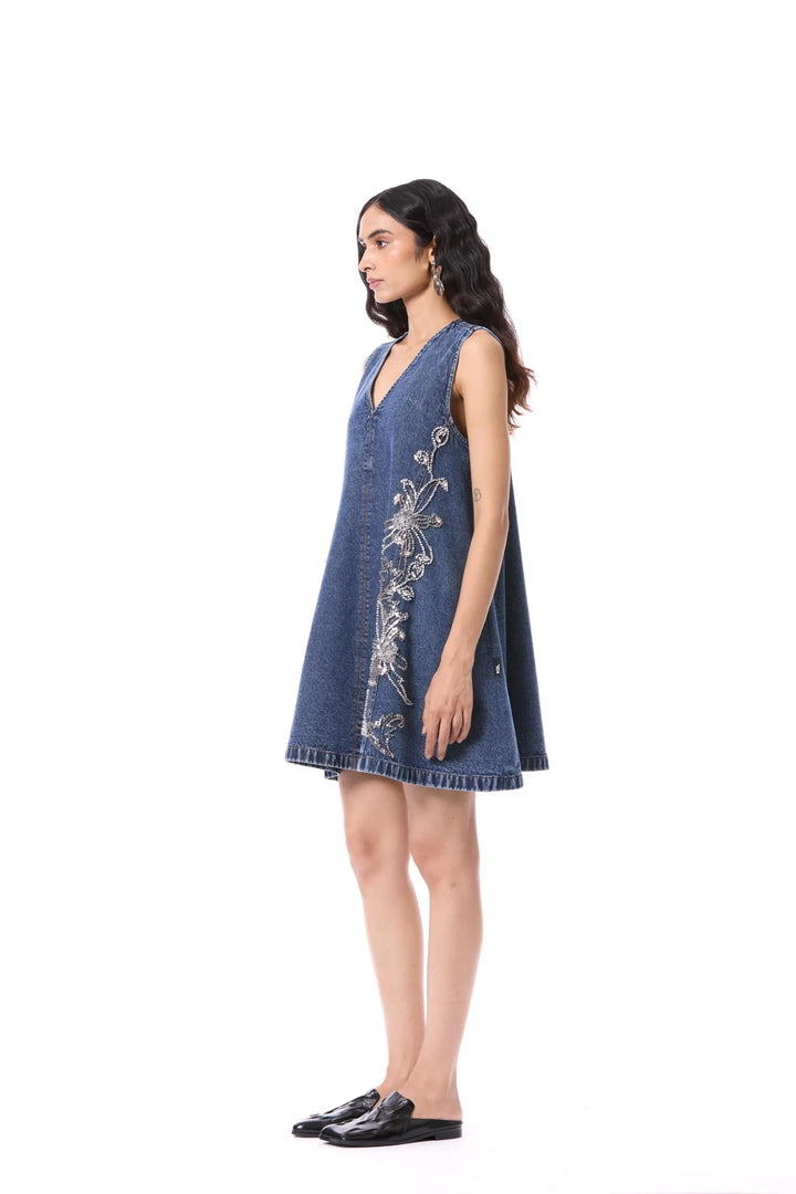 'Larkspur' Embellished Denim Dress
