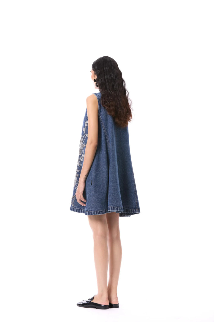 'Larkspur' Embellished Denim Dress