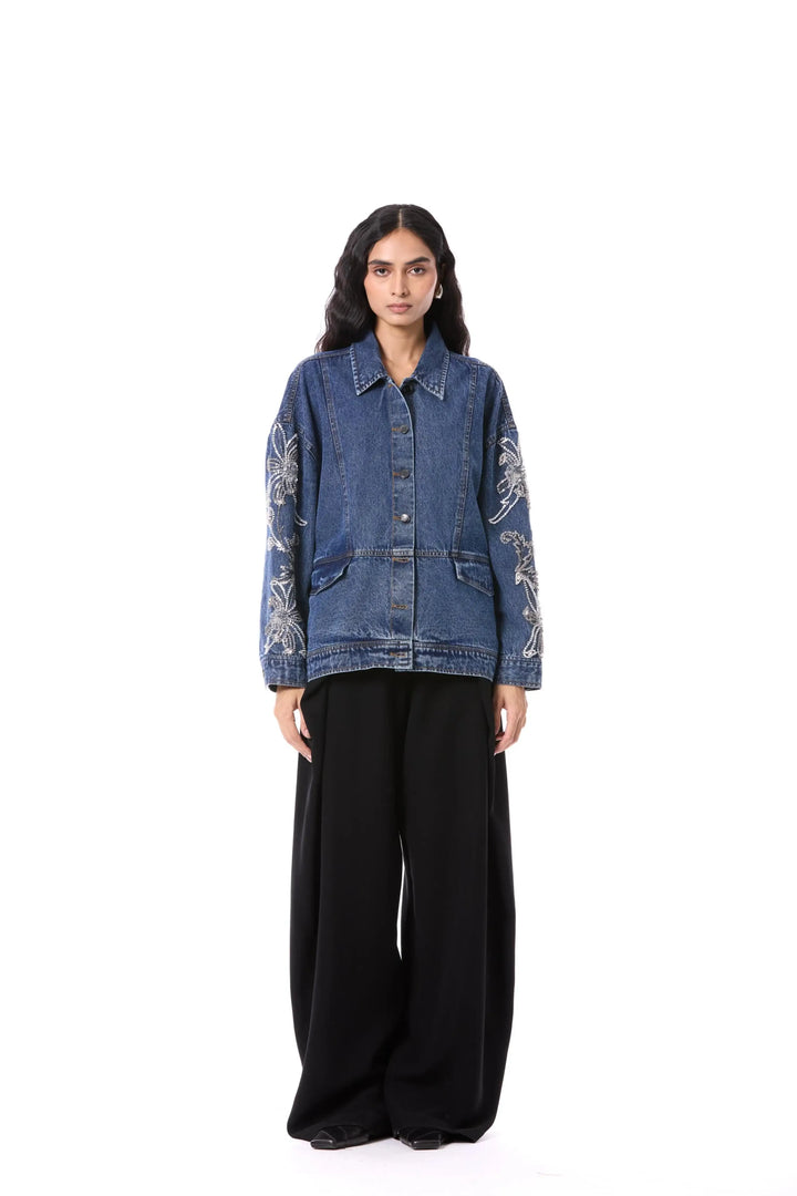 'Larkspur' Embellished Denim Jacket