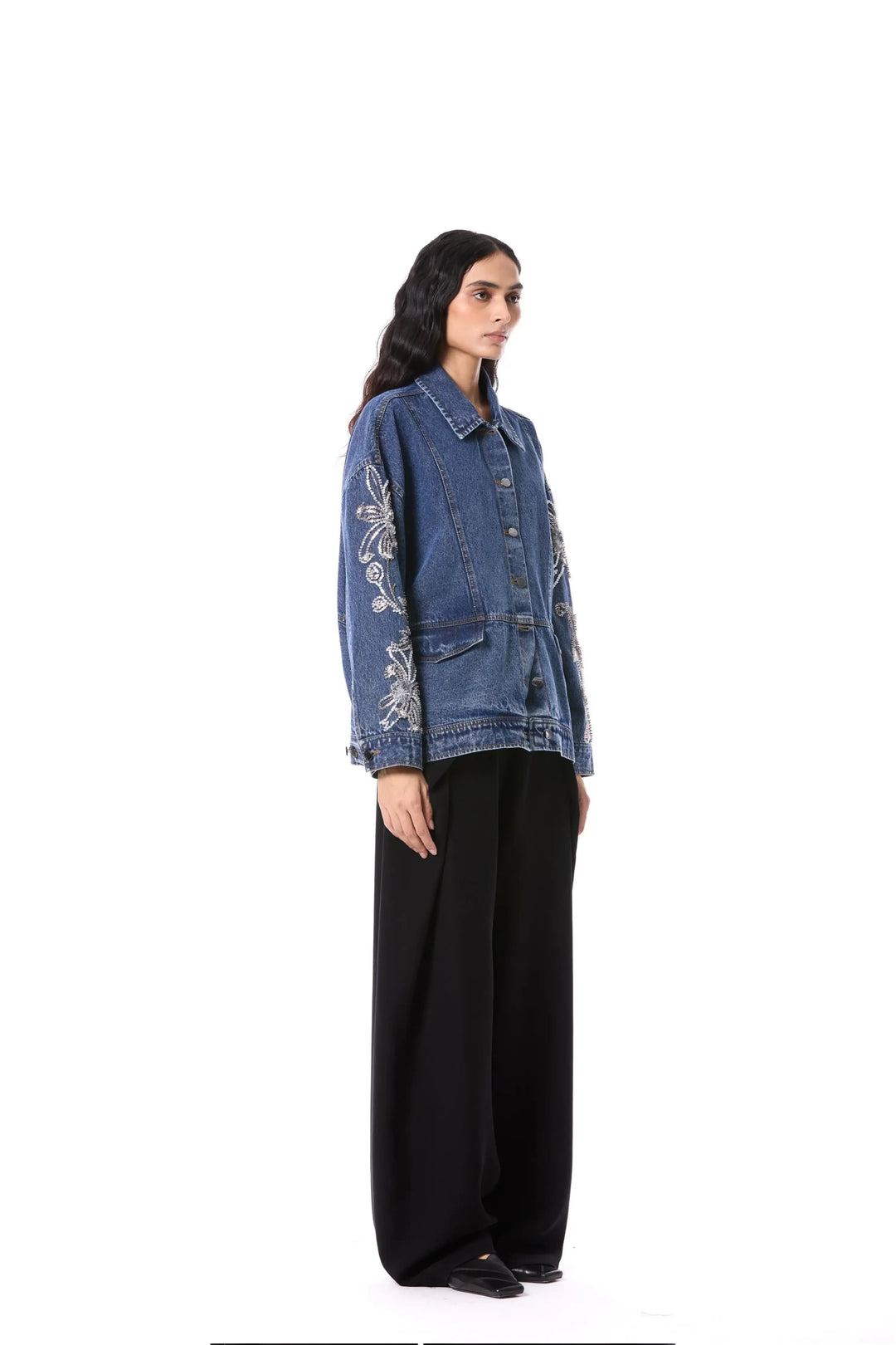 'Larkspur' Embellished Denim Jacket