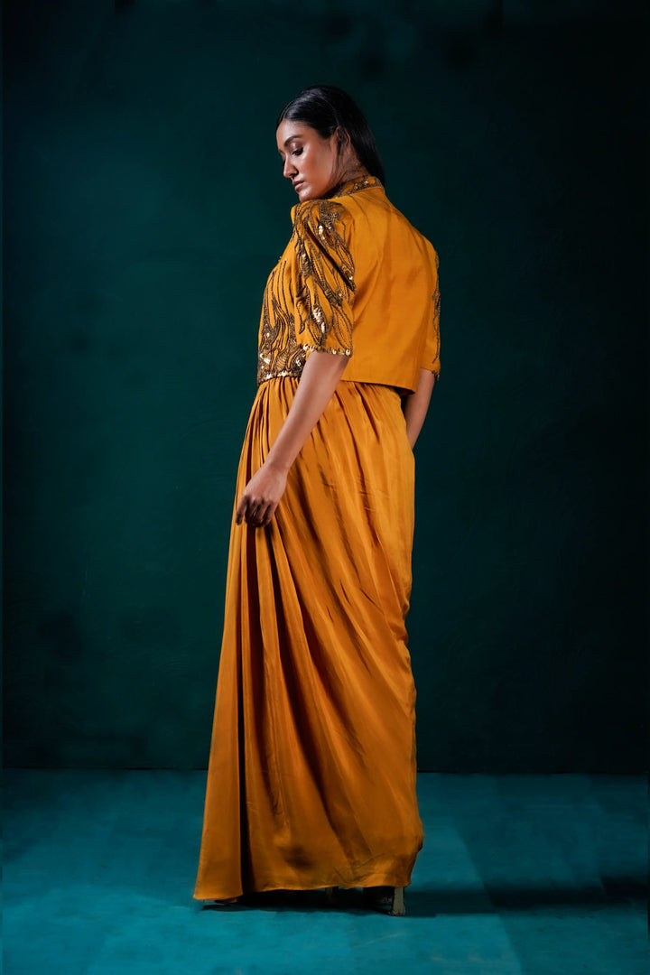 "Burnished" Jacket with bustier and skirt