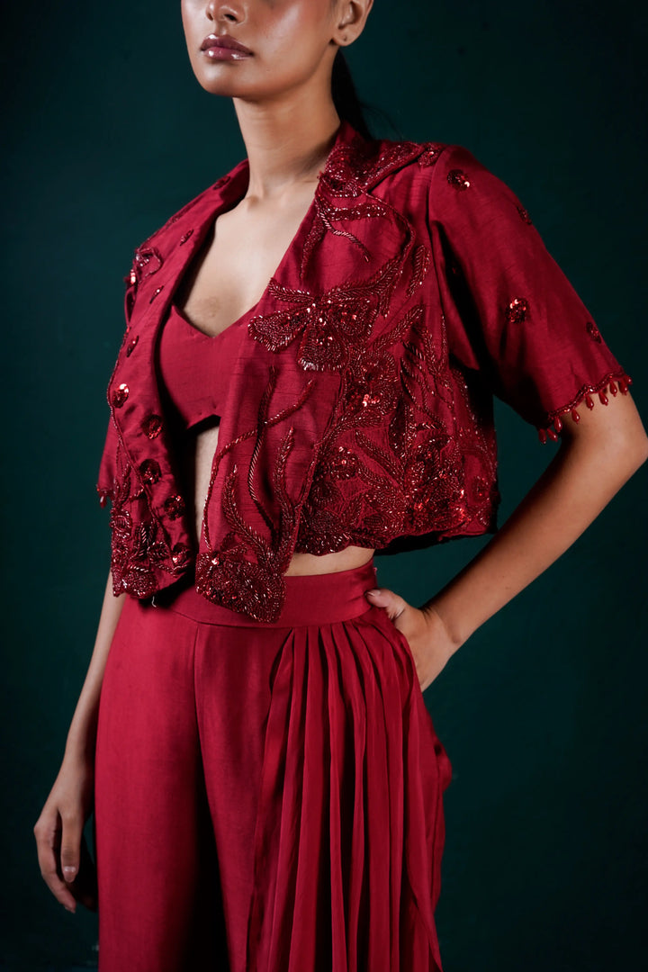 Merlot Jacket with bustier and pants