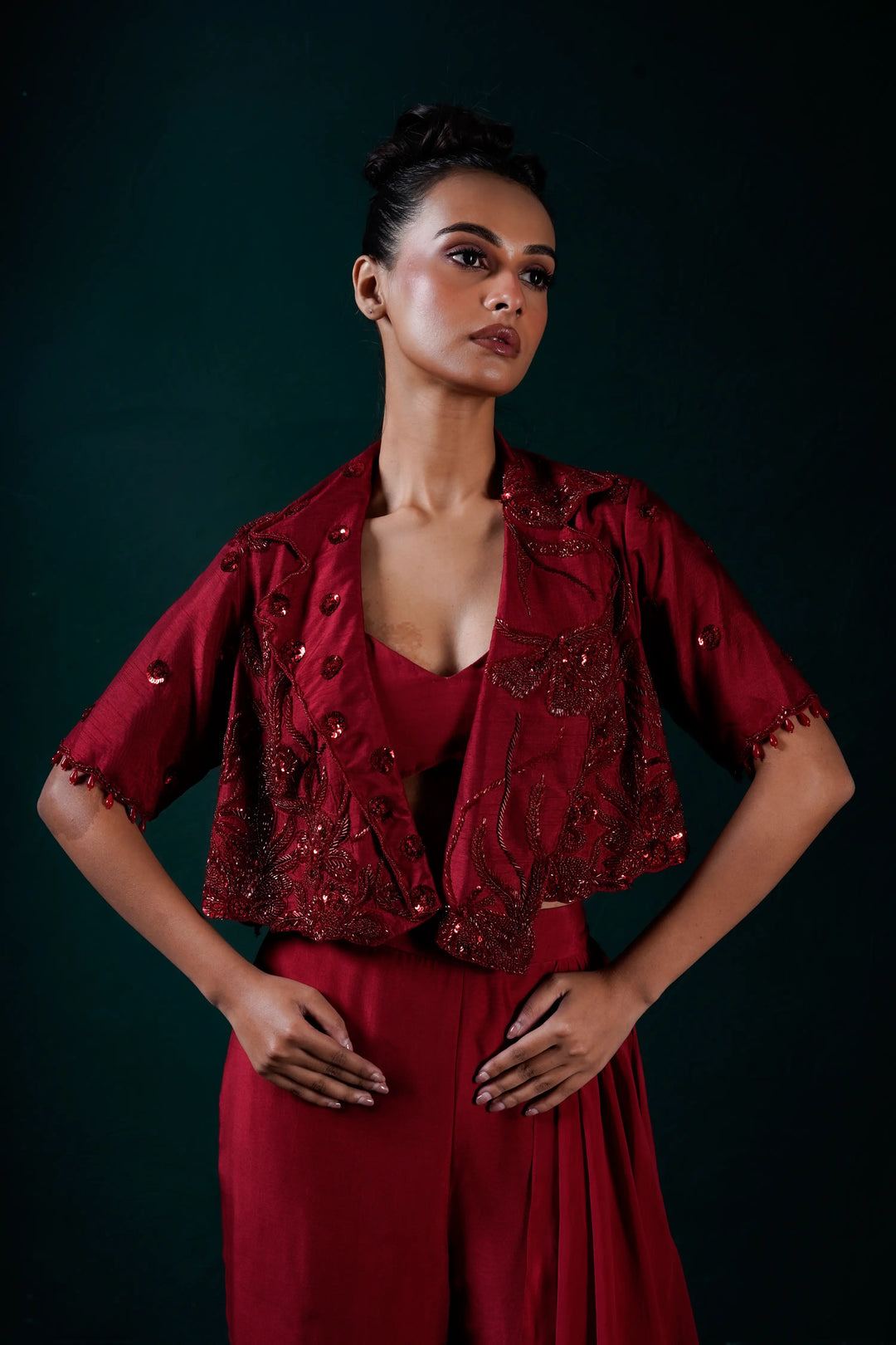Merlot Jacket with bustier and pants