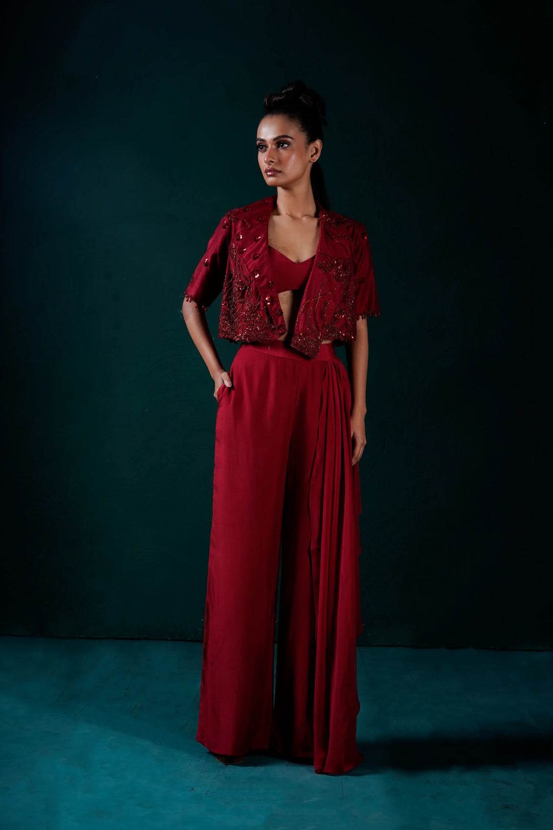 Merlot Jacket with bustier and pants