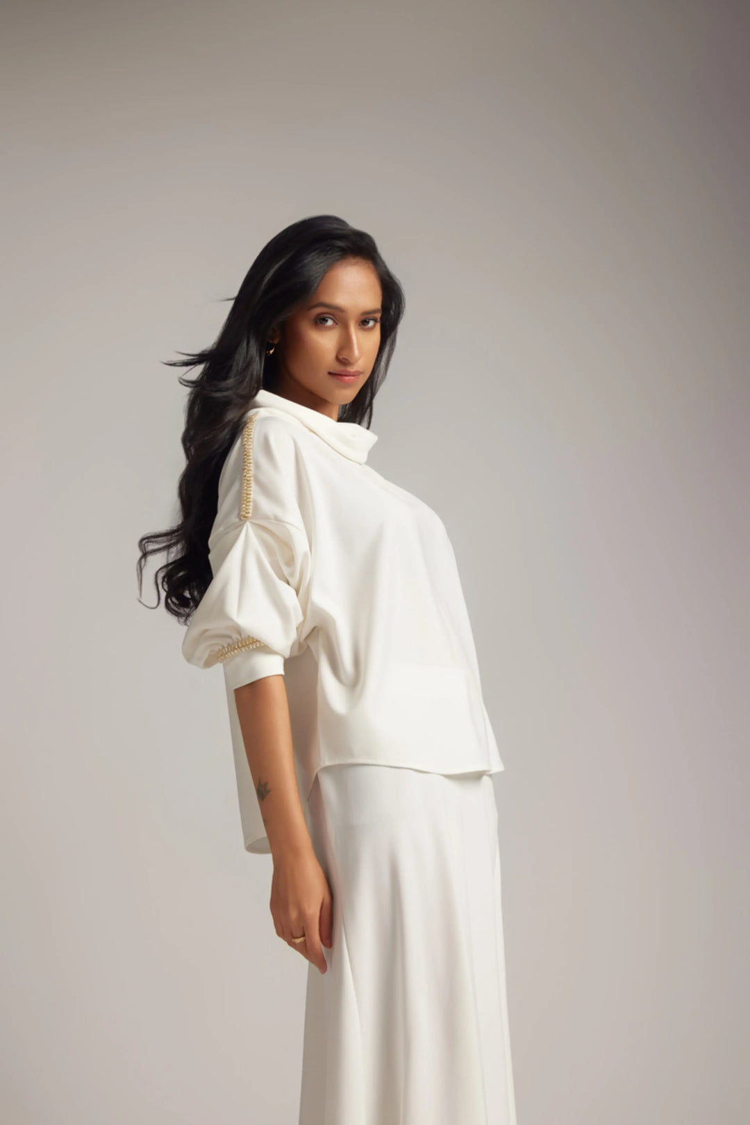 White Cowl Top & Skirt