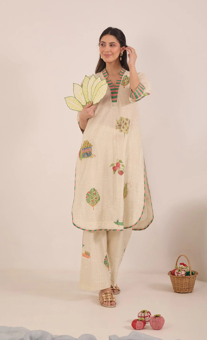 Gulposh: Cotton V-Neck Coord Set