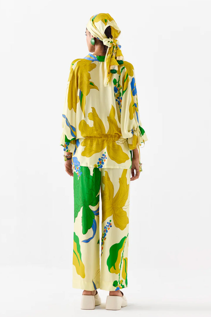 YELLOW ROSE DRAWSTRING SHIRT AND TROUSERS