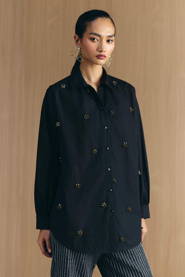 BLACK EMBELLISHED SHIRT
