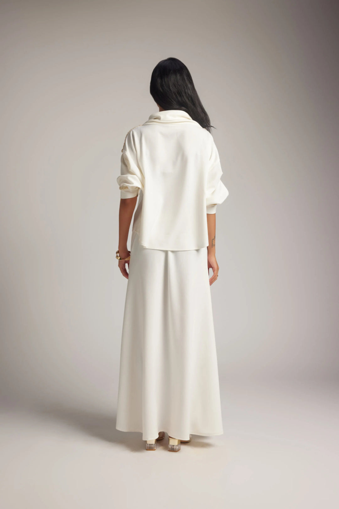 White Cowl Top & Skirt