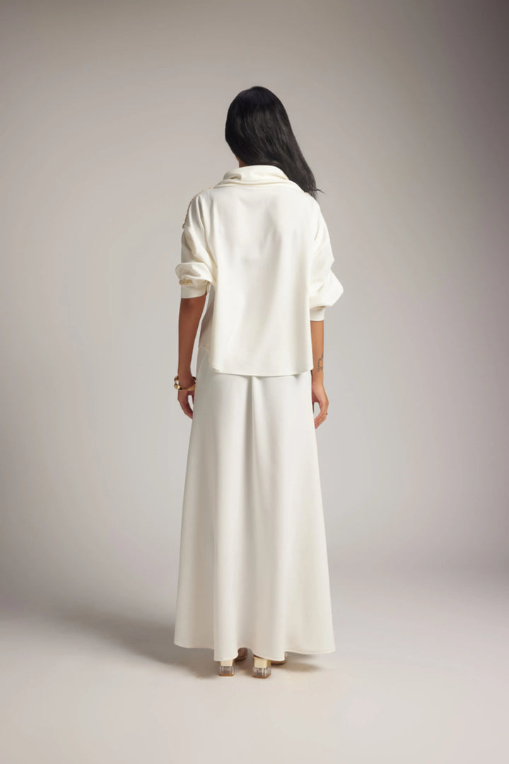 White Cowl Top & Skirt