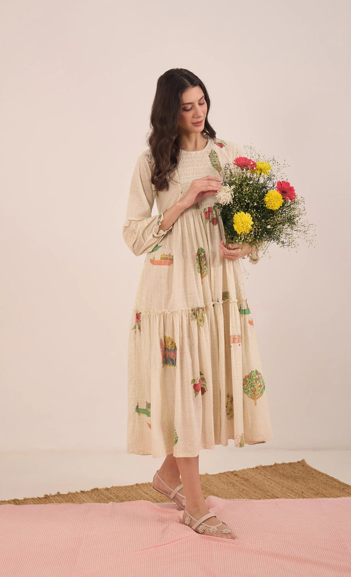 Gulposh: Cotton Smocking Midi Dress