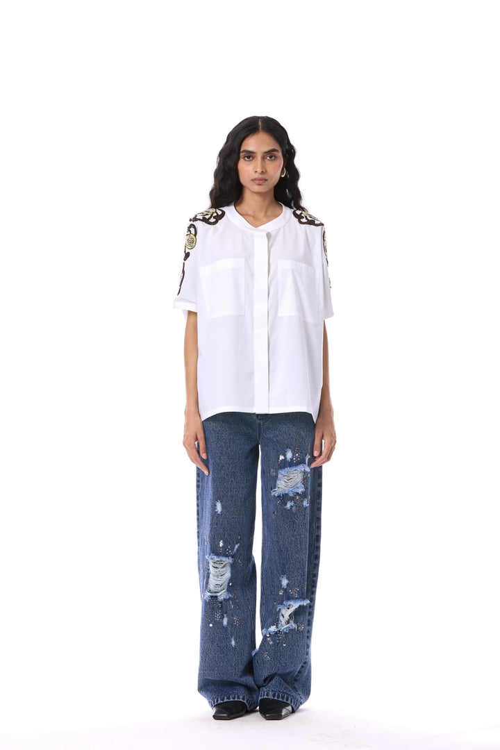 'Desert Plume' Embellished Shirt