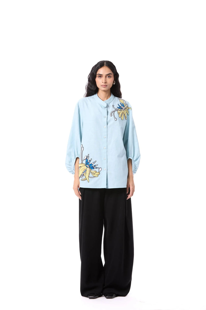 'Clover Mist' Embellished Shirt