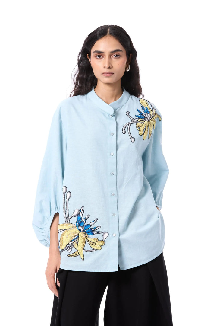 'Clover Mist' Embellished Shirt
