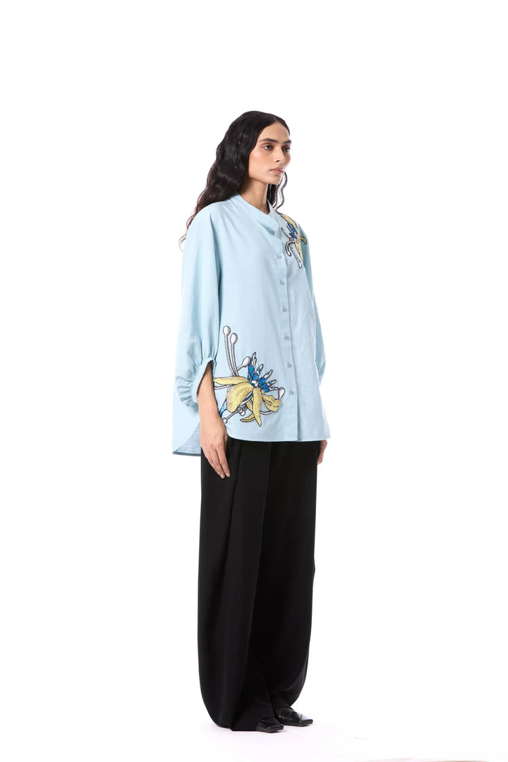 'Clover Mist' Embellished Shirt