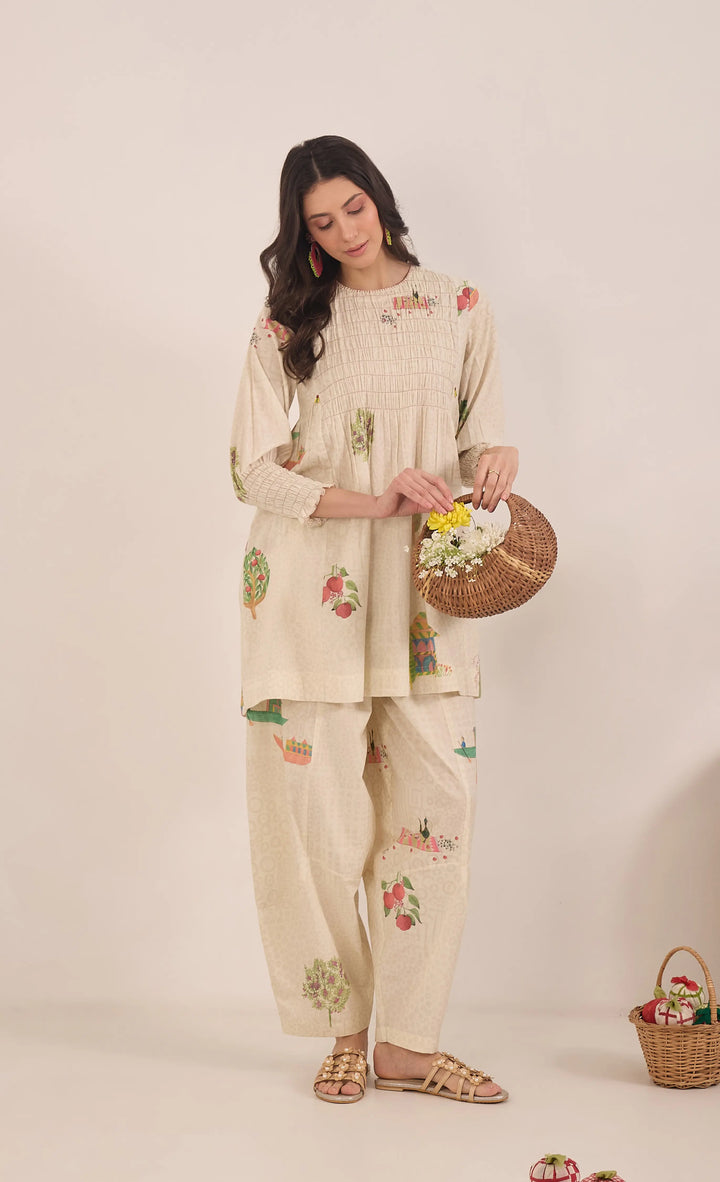 Gulposh: Smocking Cotton Coord Set