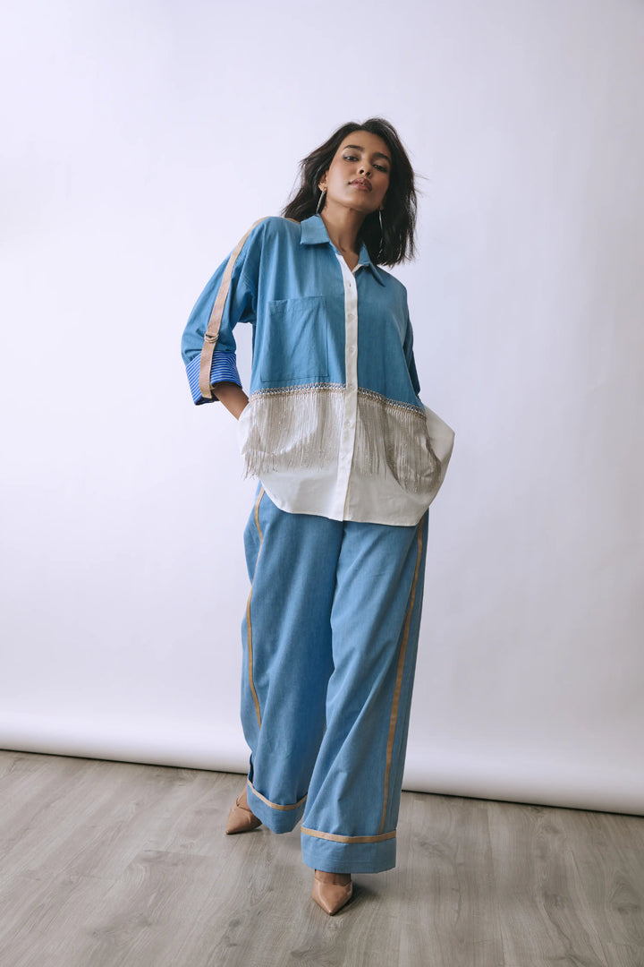 Fringe Cascade Shirt Co-ord Set