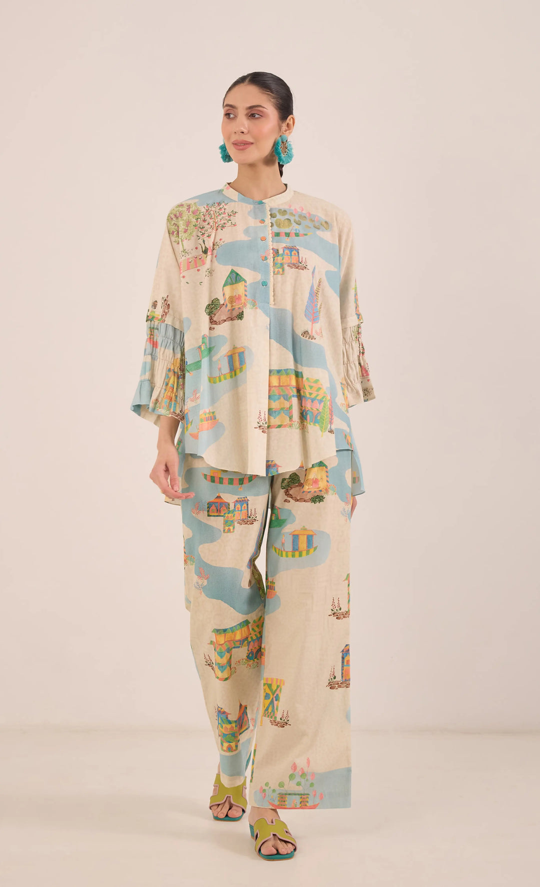 Safar: Namah Top With Wide Leg Pants Coord Set