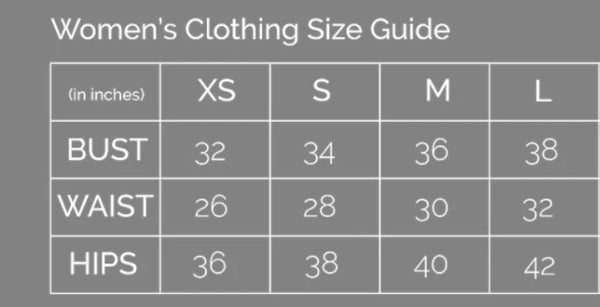 Size Chart (inches)