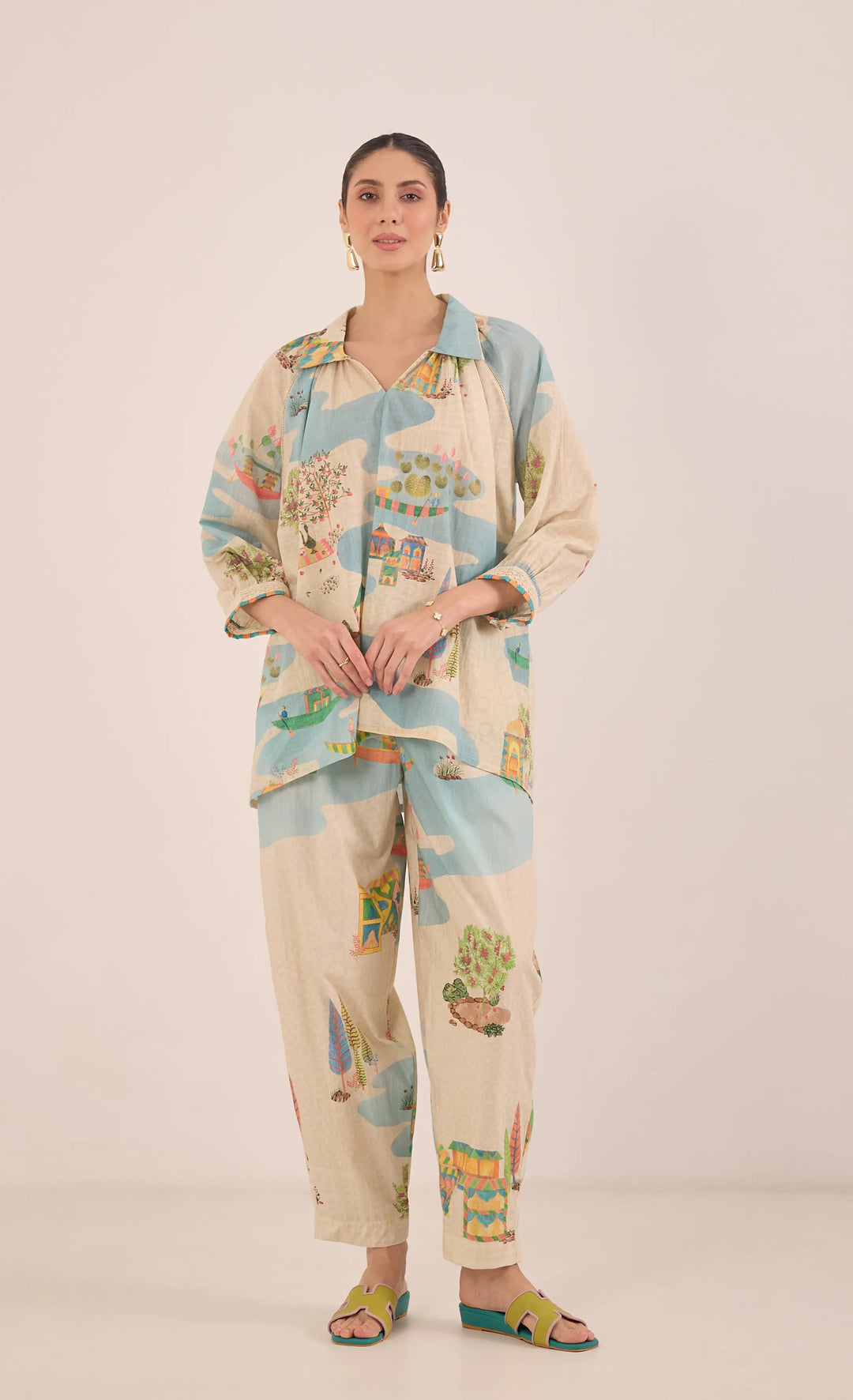 Safar: Cotton Raglan Boat Pant Coord Set