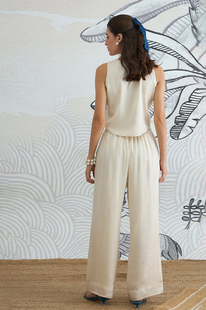 Cream Waistcoat Top and Pants